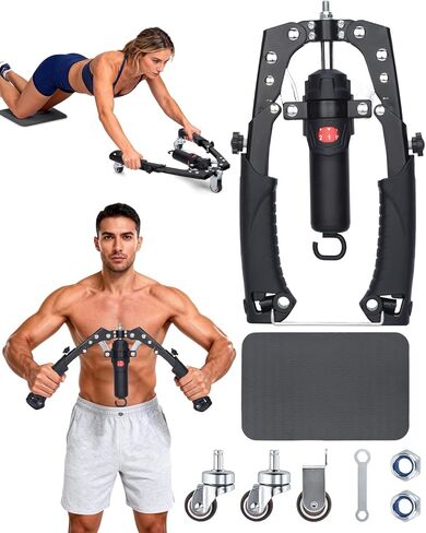 Abahub Twister Arm Exerciser, Enhanced Hydraulic Power Chest Expander with AB Rollers, 22-440LBS Adjustable Resistance Home Gym Equipment, Shoulder Muscle Trainer for Arm, Chest & Core Workout in Saudi Arabia