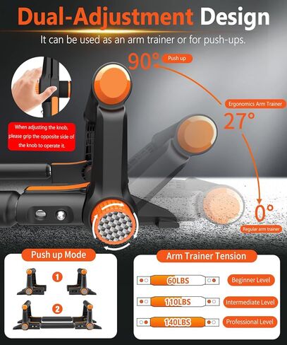 Twister Arm Trainer - 3-in-1 Adjustable Chest Workout Equipment,Portable Home Gym Chest & Arm Workout, Push Up Bars, 60-140lbs Resistance for Men Women in Saudi Arabia