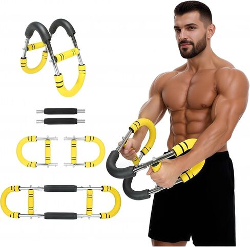 مدرب الذراع تويستر، معدات تمرين الصدر القابلة للتعديل للرجال والنساء، مدرب القوة في صالة الألعاب الرياضية المنزلية، بناء العضلات وتدريب القوة للذراعين والصدر (أصفر، 40-60 رطل) in Kuwait