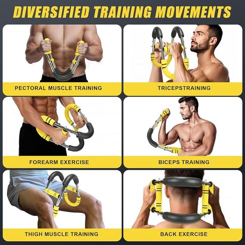 مدرب الذراع تويستر، معدات تمرين الصدر القابلة للتعديل للرجال والنساء، مدرب القوة في صالة الألعاب الرياضية المنزلية، بناء العضلات وتدريب القوة للذراعين والصدر (أصفر، 40-60 رطل) in Kuwait