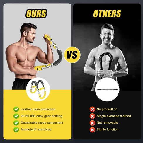 مدرب الذراع تويستر، معدات تمرين الصدر القابلة للتعديل للرجال والنساء، مدرب القوة في صالة الألعاب الرياضية المنزلية، بناء العضلات وتدريب القوة للذراعين والصدر (أصفر، 40-60 رطل) in Kuwait