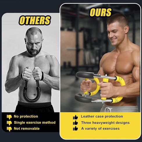 مدرب الذراع تويستر، معدات تمرين الصدر القابلة للتعديل للرجال والنساء، مدرب القوة في صالة الألعاب الرياضية المنزلية، بناء العضلات وتدريب القوة للذراعين والصدر (أصفر، 40-60 رطل) in Kuwait