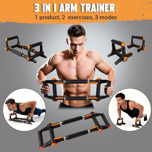 Twister Arm Trainer, 3 in 1 Adjustable Chest Trainer for Men (40-70lbs) with Poster & Storage Bag, Multifunctional Push up Bar, Home Gym Chest Workout Equipment for Arm Strengthening & Chest Builder in Kuwait