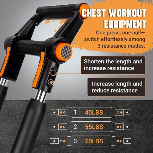 Twister Arm Trainer, 3 in 1 Adjustable Chest Trainer for Men (40-70lbs) with Poster & Storage Bag, Multifunctional Push up Bar, Home Gym Chest Workout Equipment for Arm Strengthening & Chest Builder in Kuwait