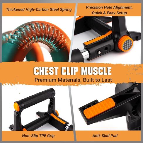 Twister Arm Trainer, 3 in 1 Adjustable Chest Trainer for Men (40-70lbs) with Poster & Storage Bag, Multifunctional Push up Bar, Home Gym Chest Workout Equipment for Arm Strengthening & Chest Builder in Kuwait
