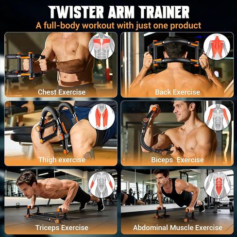 Twister Arm Trainer, 3 in 1 Adjustable Chest Trainer for Men (40-70lbs) with Poster & Storage Bag, Multifunctional Push up Bar, Home Gym Chest Workout Equipment for Arm Strengthening & Chest Builder in Kuwait