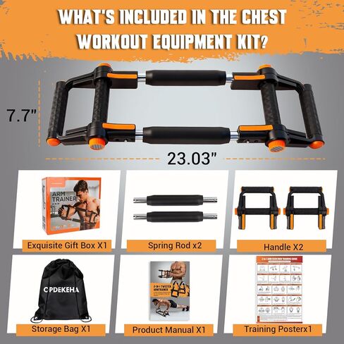Twister Arm Trainer, 3 in 1 Adjustable Chest Trainer for Men (40-70lbs) with Poster & Storage Bag, Multifunctional Push up Bar, Home Gym Chest Workout Equipment for Arm Strengthening & Chest Builder in Kuwait