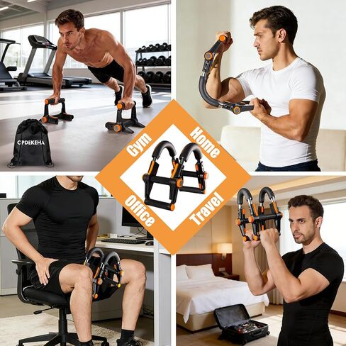 Twister Arm Trainer, 3 in 1 Adjustable Chest Trainer for Men (40-70lbs) with Poster & Storage Bag, Multifunctional Push up Bar, Home Gym Chest Workout Equipment for Arm Strengthening & Chest Builder in Kuwait