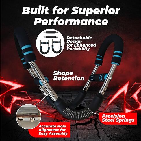 جهاز تمرين الصدر تويستر آرم ترينر - 66-110 رطل، مقاومة قابلة للتعديل للجزء العلوي من الجسم، قوة العضلات، مشبك تمرين للرجال - صالة الألعاب الرياضية المنزلية، تمرين المعصم، شريط تقوية الصدر in Kuwait