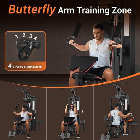 Multifunctional Home Gym Equipment, Workout Station with 150LBS Weight Stack, Home Gym Machine with Pulley System for Full Body Training in Kuwait