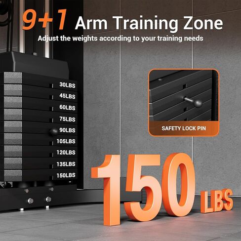 Multifunctional Home Gym Equipment, Workout Station with 150LBS Weight Stack, Home Gym Machine with Pulley System for Full Body Training in Kuwait