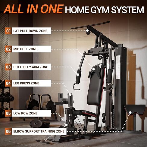 Multifunctional Home Gym Equipment, Workout Station with 150LBS Weight Stack, Home Gym Machine with Pulley System for Full Body Training in Kuwait