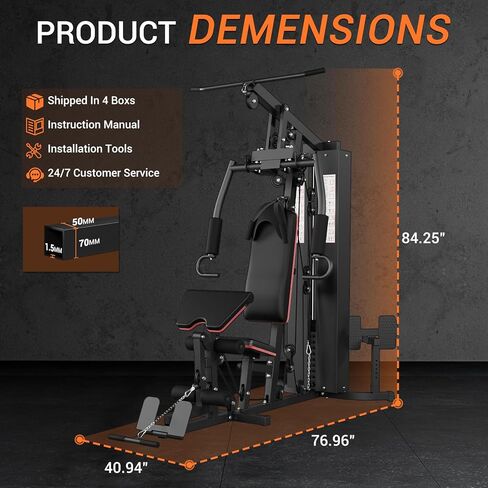 Multifunctional Home Gym Equipment, Workout Station with 150LBS Weight Stack, Home Gym Machine with Pulley System for Full Body Training in Kuwait