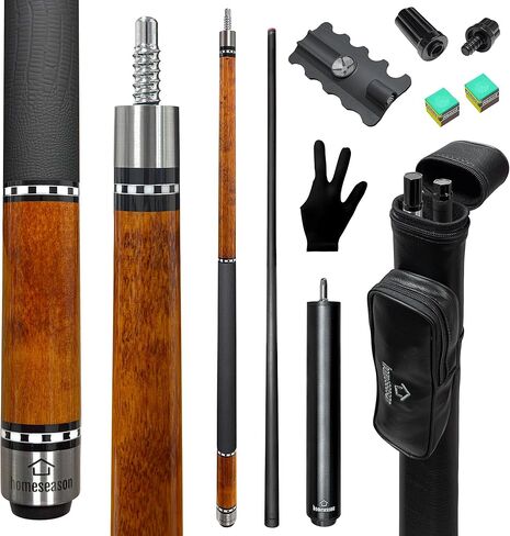 HomeSeason 58inch Carbon Fiber Pool Cue Stick with Screw-in Extension and Leather Case, 18oz Low Deflection Professional Cue Stick for Billiards, 13mm Tip in Kuwait