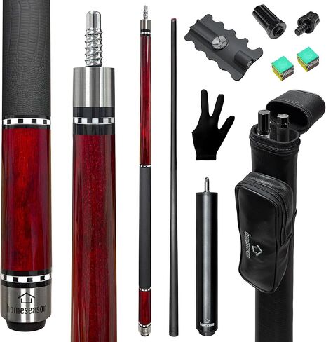 HomeSeason 58inch Carbon Fiber Pool Cue Stick with Screw-in Extension and Leather Case, 18oz Low Deflection Professional Cue Stick for Billiards, 13mm Tip in Saudi Arabia