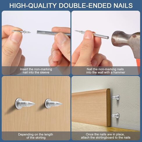 400 قطعة من مسامير الحواف ذات الرأس المزدوج مع 4 أدوات - براغي لوح قاعدة غير مرئية غير ملحومة لتزيين الخشب الصلب، تركيب على الوجهين in Kuwait