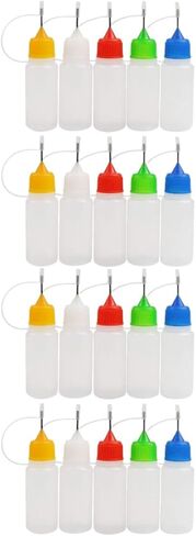 20pcs 30ml Plastic Liquid Glue Squeeze Bottles with Needle Tip and Lids, Semi- Empty Precision Dispensing Bottles for Lab, Craft, and Industrial Use Random Color in Saudi Arabia