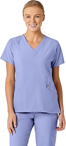 WonderWink W123 Women’s Stylized V-Neck Scrub Top — Black, 2X in Kuwait