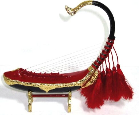 BURMESE GOLDEN HARP MYANMAR HANDICRAFTS GIFTS/SOUVENIRS MUSIC STRING INSTRUMENT supplier_mimosaaffection in Kuwait