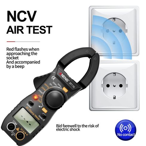 NCV Digital Clamp Meter Multimeter 2000 Counts Amp Voltage Tester Auto-ranging with AC/DC Voltage, AC Current, Resistance, Capacitance, Continuity, Live Wire Test, Black in Saudi Arabia