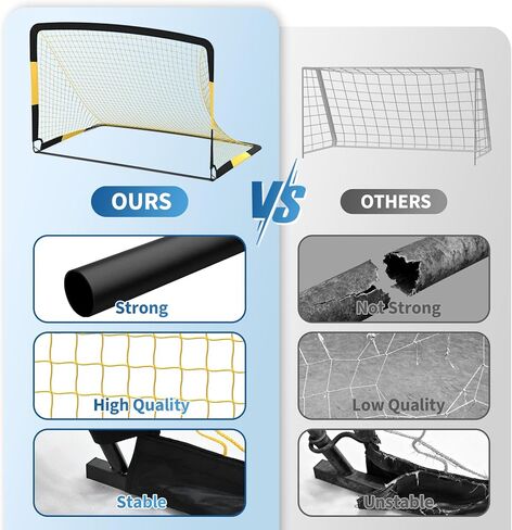 مجموعة أهداف كرة القدم مقاس 6 × 4 أقدام، شبكة محمولة مكونة من عبوتين مع كرة ومضخة وأقماع وحقيبة - معدات كرة القدم في الفناء الخلفي للأطفال، سهلة التجميع in Kuwait
