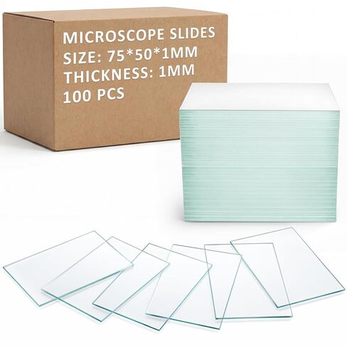 Sosation 100 Pcs Pre-Cleaned Glass Microscope Slides 75x50mm High-Transparency Microscope Slides for School Laboratories Professional Biological Observation in Saudi Arabia