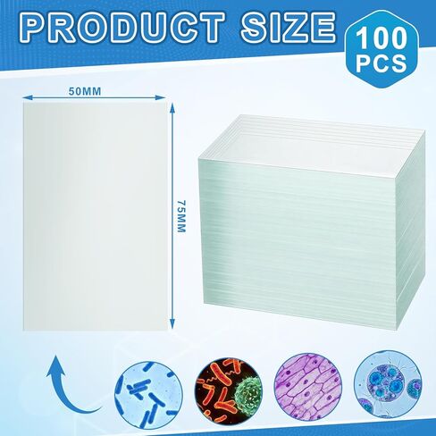 Sosation 100 Pcs Pre-Cleaned Glass Microscope Slides 75x50mm High-Transparency Microscope Slides for School Laboratories Professional Biological Observation in Saudi Arabia