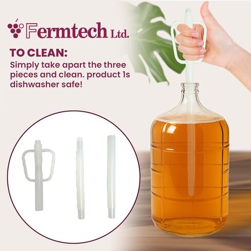 مجموعة مقياس كثافة السوائل من Fermtech مع عينة لص النبيذ مقاس 19 بوصة - مقياس كثافة السوائل الزجاجي ثلاثي المقياس لـ ABV واختبار البريكس والجاذبية، أداة أخذ العينات البلاستيكية لأباريق سعة 1 جالون/Carboys، مجموعة تخمير النبيذ والبيرة المنزلية in Kuwait