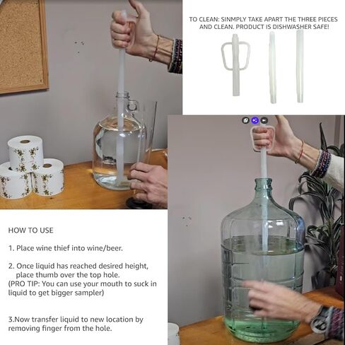 مجموعة مقياس كثافة السوائل من Fermtech مع عينة لص النبيذ مقاس 19 بوصة - مقياس كثافة السوائل الزجاجي ثلاثي المقياس لـ ABV واختبار البريكس والجاذبية، أداة أخذ العينات البلاستيكية لأباريق سعة 1 جالون/Carboys، مجموعة تخمير النبيذ والبيرة المنزلية in Kuwait