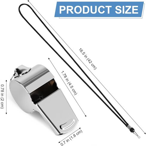 صفارة جيرند كوتش 4 بي، صفارة مدربين من الفولاذ المقاوم للصدأ مع حبل، صفارات معدنية رياضية بصوت عالٍ وهش للبالغين، والحكام، والمسؤولين، والطوارئ، والخارج in Kuwait