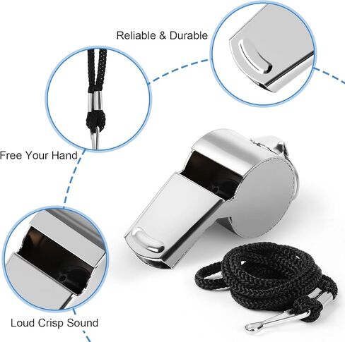 صفارة جيرند كوتش 4 بي، صفارة مدربين من الفولاذ المقاوم للصدأ مع حبل، صفارات معدنية رياضية بصوت عالٍ وهش للبالغين، والحكام، والمسؤولين، والطوارئ، والخارج in Kuwait
