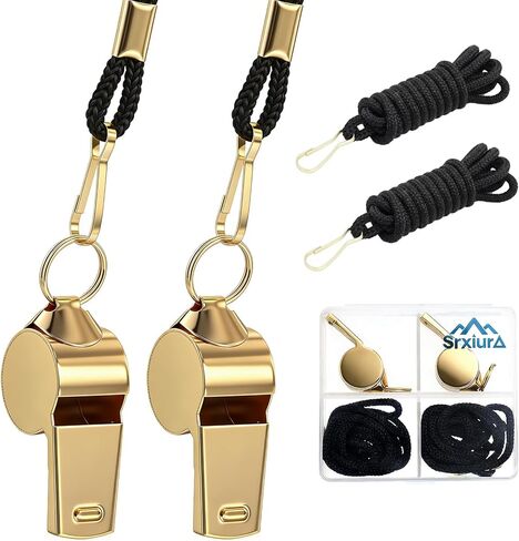 Whistle, 2 Pack Stainless Steel Sports Whistles with Lanyard, Loud Crisp Sound Whistles Great for Coaches, Referees, and Officials，Outdoor Enthusiasts,Life Saving,Hiking,Pets Training in Saudi Arabia