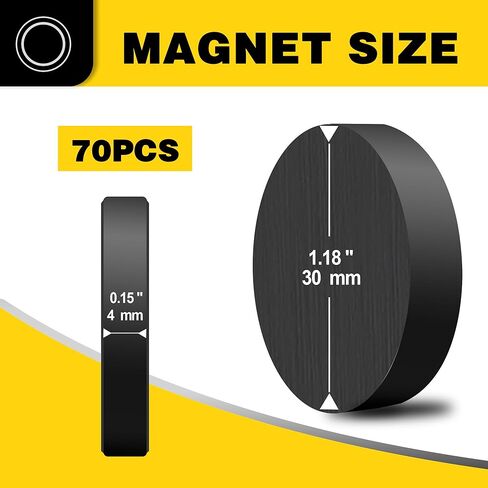 70 قطعة مغناطيس سيراميك دائري للحرف اليدوية، 1.18 × 0.15 بوصة مغناطيس صناعي من الفريت الأسود القوي للثلاجة، DIY، الفصول الدراسية، والمشروعات العلمية in Kuwait