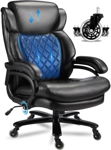 كرسي مكتبي كبير وطويل 600 رطل ، كرسي تنفيذي مع مسند رأس قابل للتعديل ، مقعد عريض للغاية ، جلود شديدة التحمل للمكتب المنزلي ، كرسي مكتب كمبيوتر كبير مريح in Kuwait