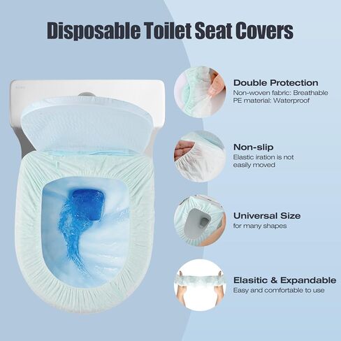 Huazu Disposable Toilet Seat Cover Set, Full Coverage Toilet Covers Kit: Travel Toilet Seat Covers, Lid Covers, Toilet Mats; Toilet Cover Disposable for Hotel,Hospital & Public Toilet (5 Pack) in Kuwait