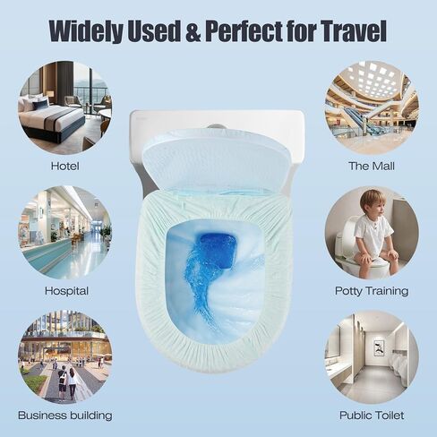 Huazu Disposable Toilet Seat Cover Set, Full Coverage Toilet Covers Kit: Travel Toilet Seat Covers, Lid Covers, Toilet Mats; Toilet Cover Disposable for Hotel,Hospital & Public Toilet (5 Pack) in Kuwait