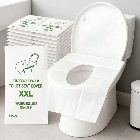 30 عبوة من أغطية مقاعد المرحاض مقاس XXL ملفوفة بشكل فردي للاستعمال مرة واحدة وقابلة للتنظيف للسفر، أغطية نونية كبيرة مقاومة للماء للأطفال والكبار، تدريب الأطفال على استخدام المرحاض في الحمامات العامة ورحلة الطائرة والمستشفى in Kuwait
