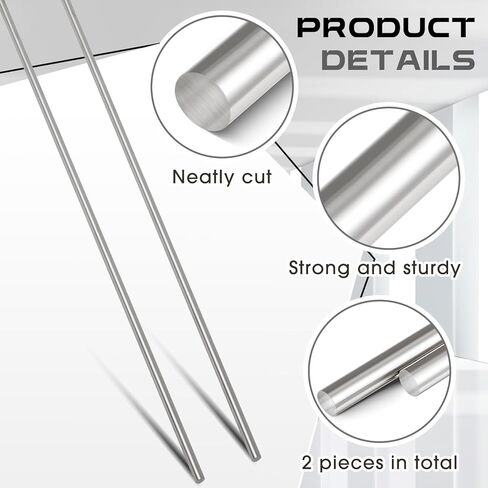 2 Pcs 304 Stainless Steel Rod 3/8''(10 mm) Diameter 36'' (915 mm) Length Solid Round Bar Metal Shaft Rods for DIY Craft Industry Metal Working in Saudi Arabia