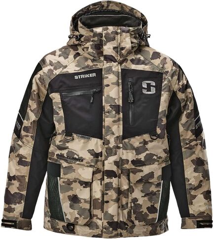 سترة Striker الرجالية المناخية 3 في 1 معزولة ومقاومة للماء لصيد الأسماك على الجليد مع تقنية التعويم Sureflote، مرحلة التضاريس، مقاس متوسط in Kuwait
