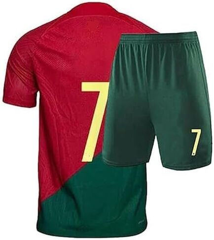 Youth Soccer Fan Jersey Portugal Sports Jersey Shirt Free Shorts (US, Age, 6 Years, 7 Years) Red in Kuwait