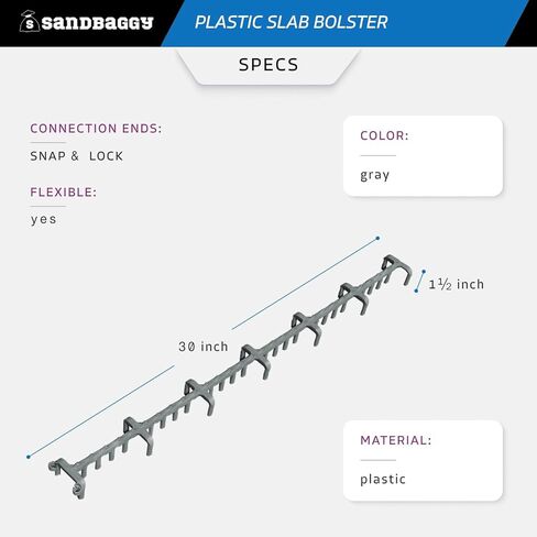 Sandbaggy Plastic Slab Bolster - Continuous Rebar Support Chair - Snap & Lock Ends, Flexible Design - 29 Rebar Capacity (200, 1-1/2 in x 2.5 ft (H x L)) in Saudi Arabia