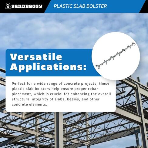 Sandbaggy Plastic Slab Bolster - Continuous Rebar Support Chair - Snap & Lock Ends, Flexible Design - 29 Rebar Capacity (200, 1-1/2 in x 2.5 ft (H x L)) in Saudi Arabia