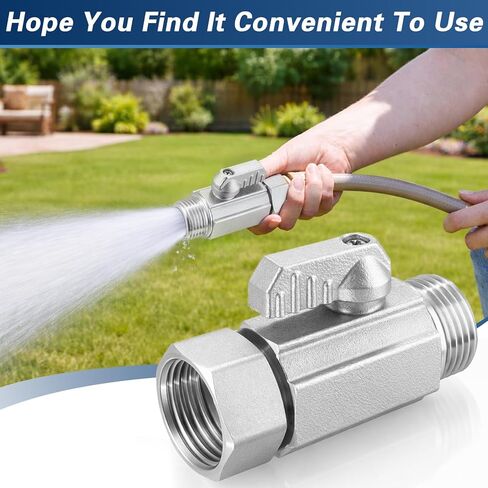 304 Stainless Steel Garden Hose Shut Off Valve, Full Port 3/4" GHT Hose Valve with 360° Swivel Connector, Heavy Duty Inline Water Control Valve for Garden Hose, Faucet, Irrigation in Kuwait