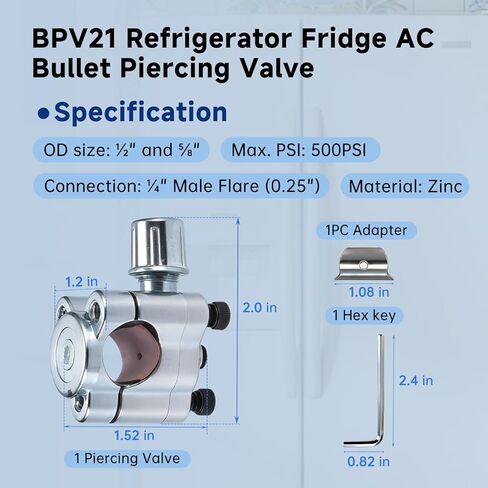 صمام ثقب الرصاصة BPV21، 1/2 بوصة و5/8 بوصة OD، بديل OEM للثلاجة وأجهزة تكييف الهواء in Kuwait