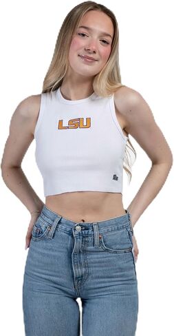 تانك Hype & Vice للنساء (صغير) - قميص جامعة ولاية لويزيانا للنساء، تانك توب قصير، قمصان جامعية لأيام اللعب - أبيض in Kuwait
