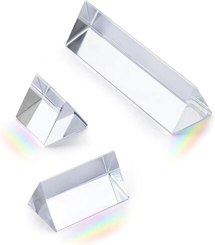 مجموعة المنشور البصري الكريستالي K9 للتصوير الفوتوغرافي والعلوم - منشور ثلاثي متعدد الأحجام مكون من 3 قطع مع تأثير قوس قزح خفيف لاستوديو الصور وتجارب الفصول الدراسية وأدوات التصوير والتعلم في الهواء الطلق in Kuwait