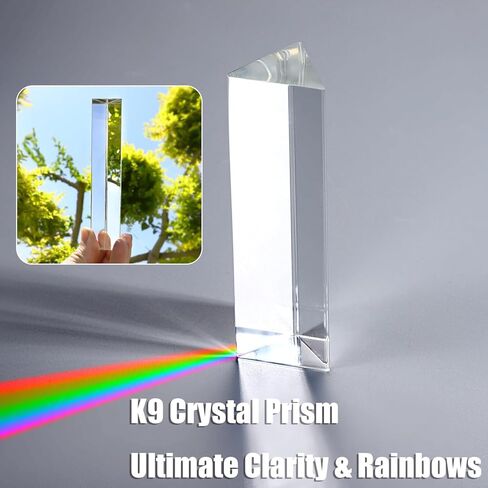 مجموعة المنشور البصري الكريستالي K9 للتصوير الفوتوغرافي والعلوم - منشور ثلاثي متعدد الأحجام مكون من 3 قطع مع تأثير قوس قزح خفيف لاستوديو الصور وتجارب الفصول الدراسية وأدوات التصوير والتعلم في الهواء الطلق in Kuwait