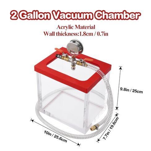 Vacuum Chamber 2 Gallon, Upgraded Acrylic Material Vacuum Chamber, 0.7IN Wall Thickness 7L Transparent, Ideal for Degassing, Vacuuming of Silicone, Resin, Vacuum Packing in Saudi Arabia