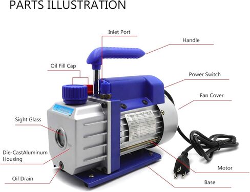 HongK- مجموعة أدوات تكييف الهواء لمضخة الهواء سعة 3 جالون من السيليكون ومضخة هواء أحادية المرحلة 3CFM [P/N: ET-TOOL009-RAW] in Kuwait
