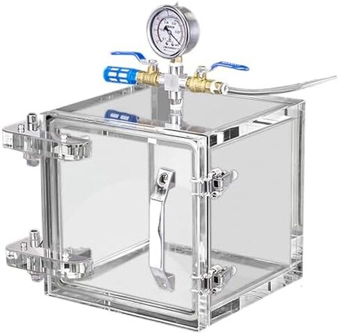 Vacuum Degassing Chamber, Clear Degassing Box Kit w/Pressure Gauge, 2-Way Valve, High Transparency Acrylic, Rapid Ventilation, Strong Sealing,for Factory in Saudi Arabia